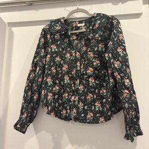 Pilcro Black Floral Blouse